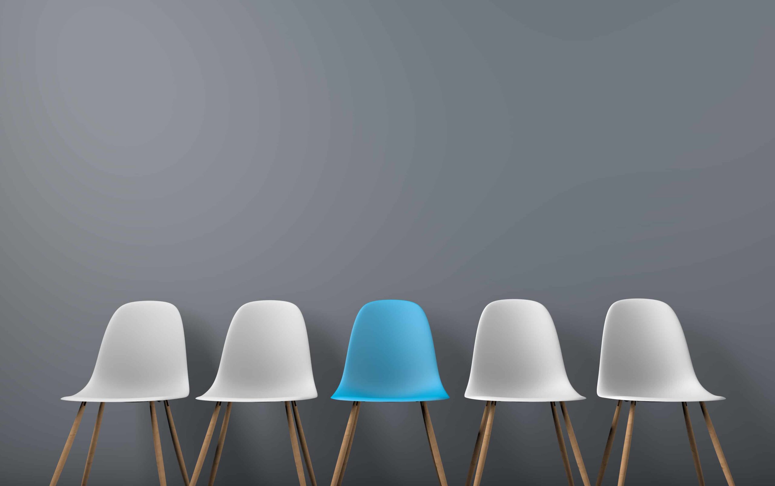 Row of chairs with one odd one out. Job opportunity. Business leadership. recruitment concept.