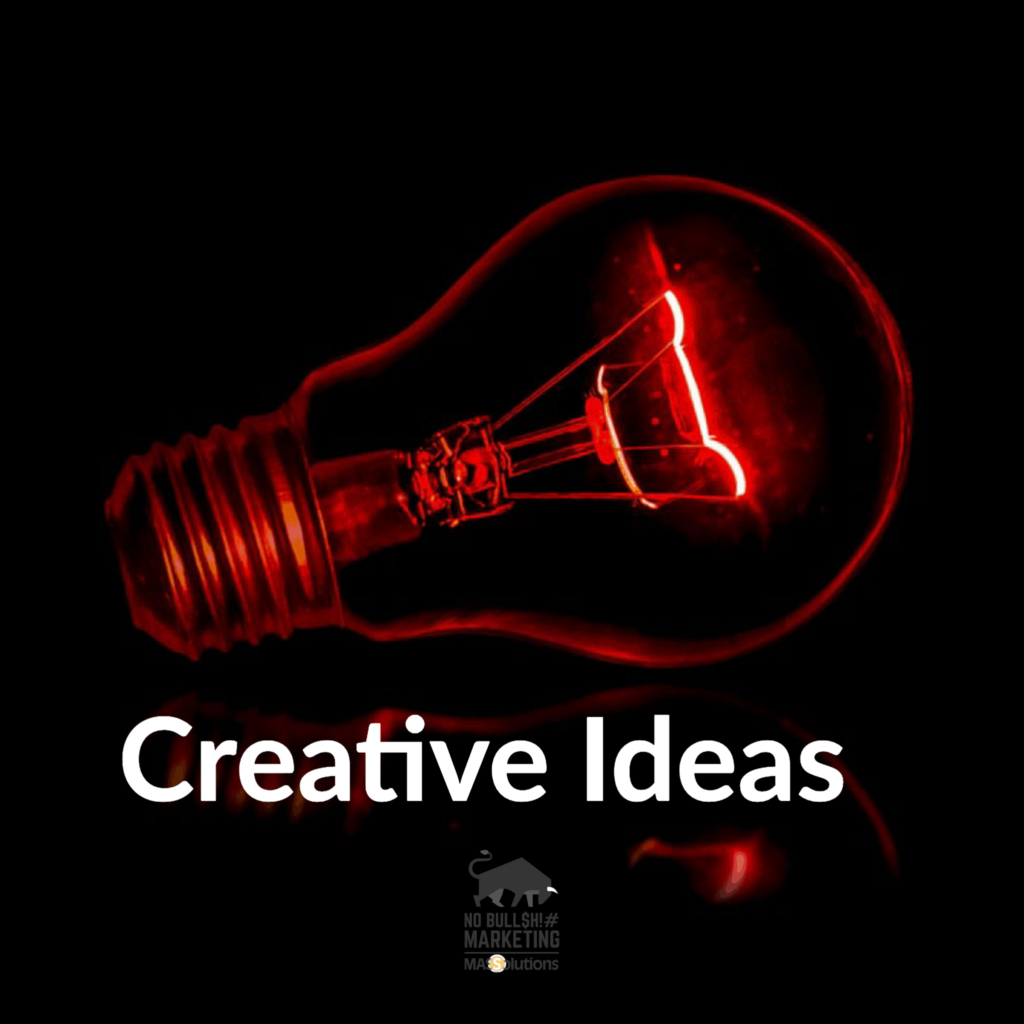 MASSolutions-branded Red light bulb with text, "Creative Ideas"
